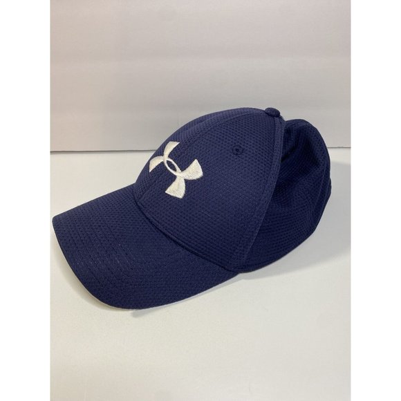 Under Armour Men's MD/LG Fitted Hat Baseball Cap Navy Blue - Picture 2 of 5